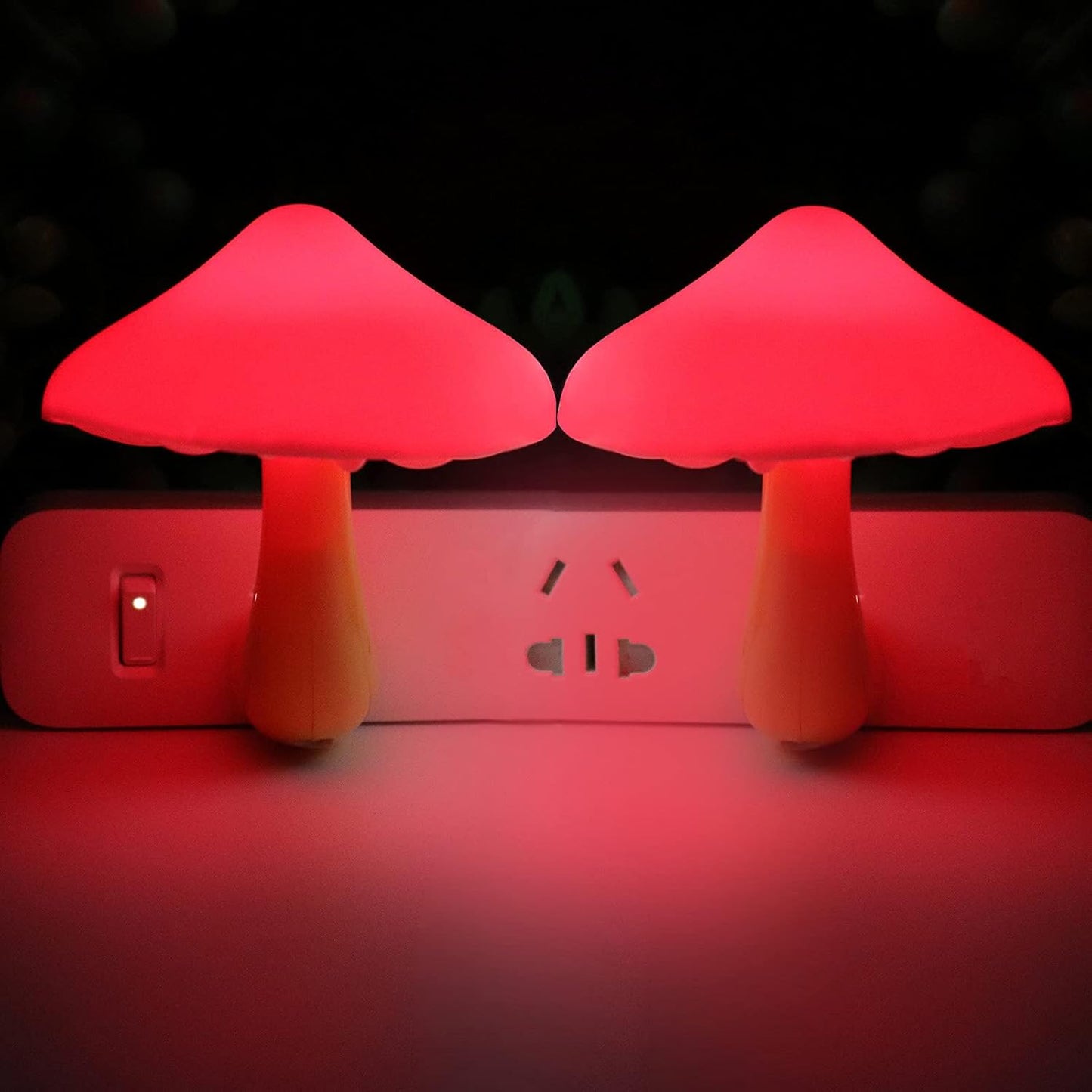 AUSAYE 4 Pack Plug in Night Light, Mushroom Light LED Nightlights for Kids, Adults, Bedroom, Bathroom,Hallway, Stairs, Kitchen Red