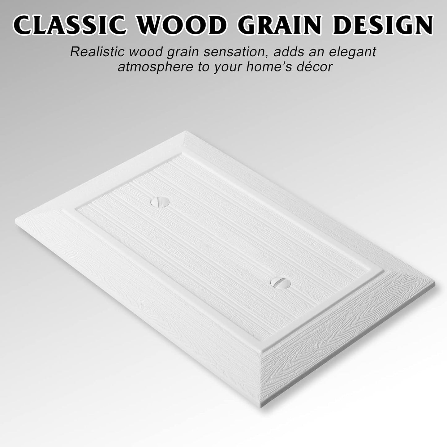 Modern Decorative Wall Plate Switch Plate Outlet Cover, Vintage Retro Wood Grain Design(Single Blank-4 Pack, White)