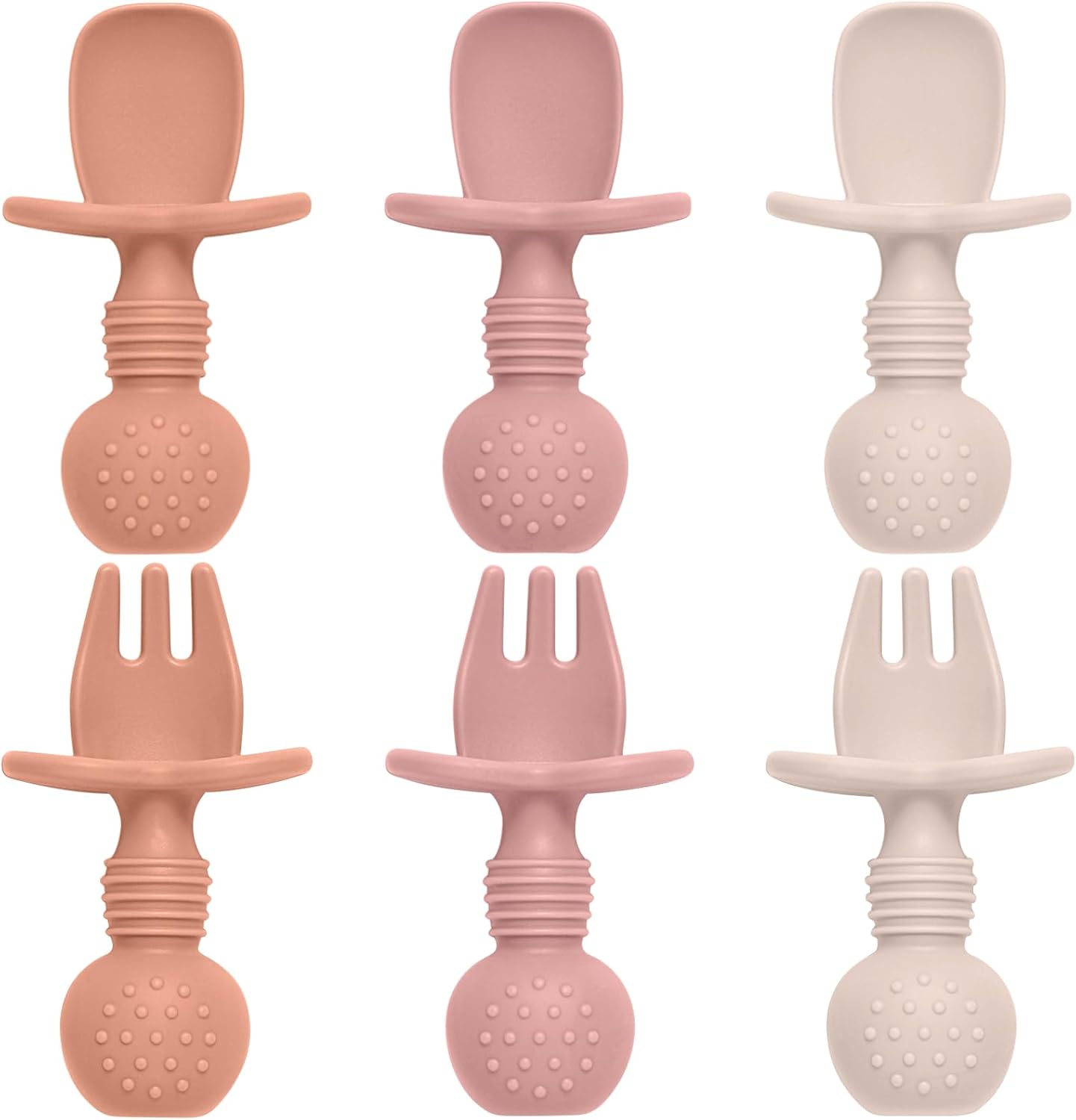 6 Pack Baby Spoons and Forks Set, Silicone Baby Spoons Self Feeding 6 Months for Toddler Utensils,BPA Free, Baby Led Weaning Supplies Feeding Essentials,Dishwasher and Boil Safe