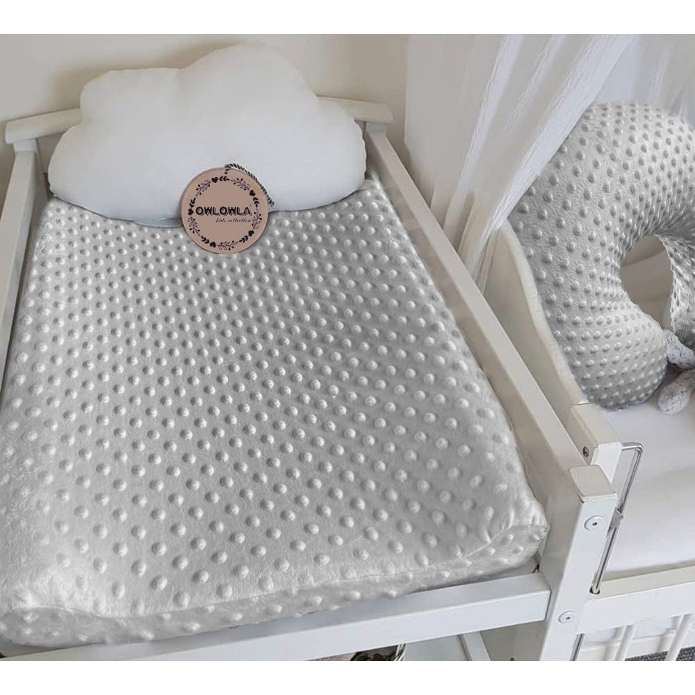 Owlowla Changing Pad Cover, Soft Minky Dots Changing Table Sheets for Baby Boy and Girl 2Pack (Grey/Pink)