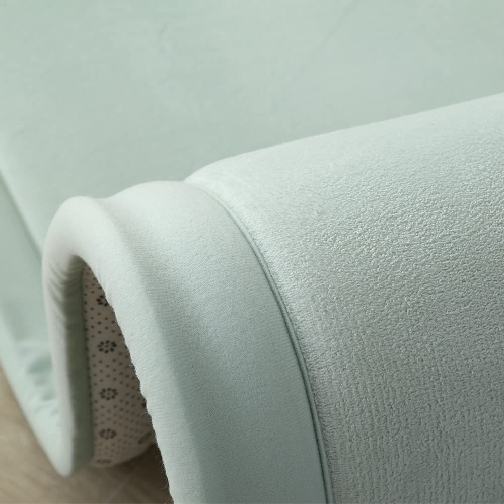 Loartee Coral Velvet Crawling Rug (6'7"x7'10", Light Green) for Toddler Children Play Area Rug Yoga Mat Exercise Pad Carpet