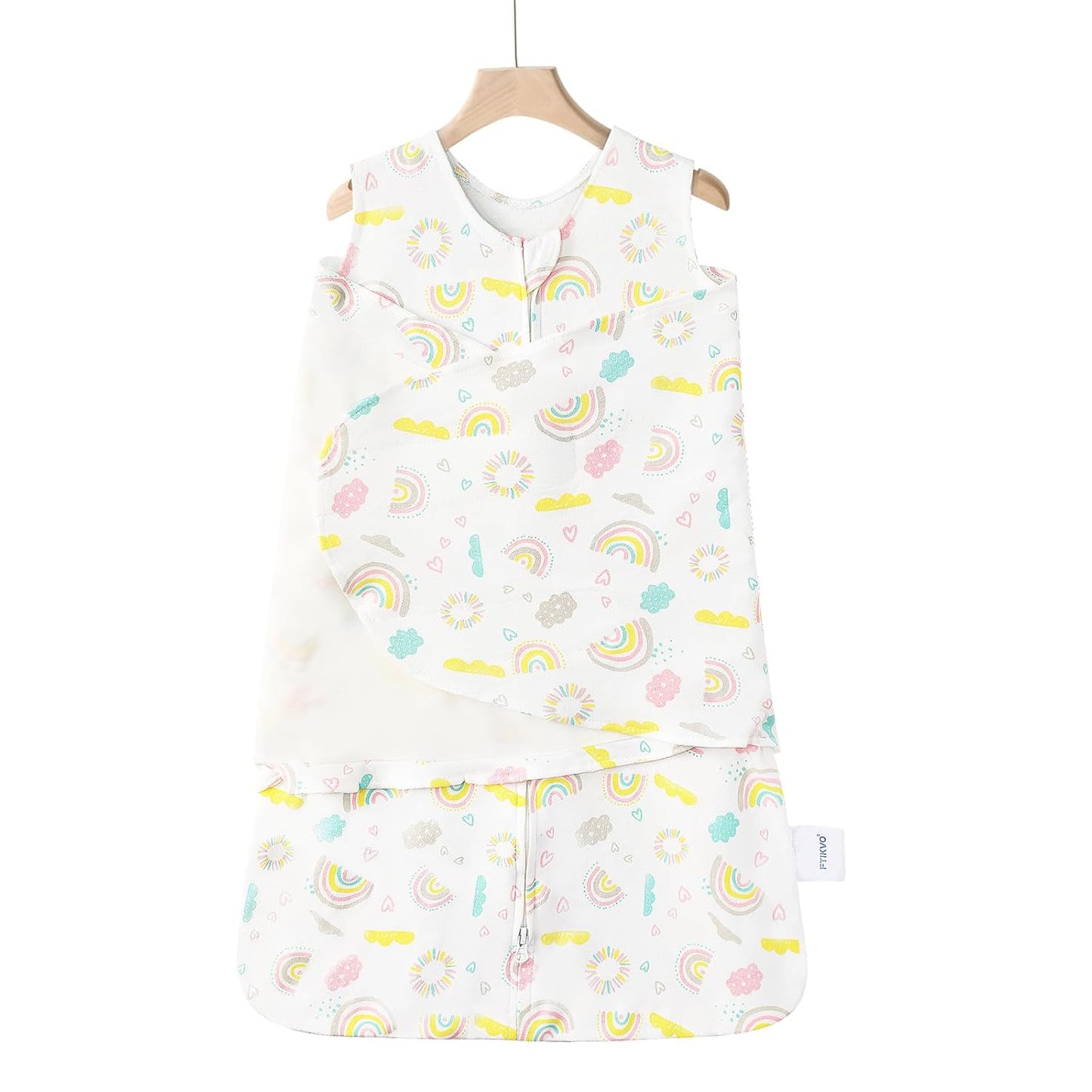 Swaddle-Blanket Baby Girl & Boy Swaddles Newborn Infant Transition 100% Cotton Wrap Blankets, 3-Way Adjustable Wearable Blanket, TOG 1.0 (Rainbow, 3-6 Month)