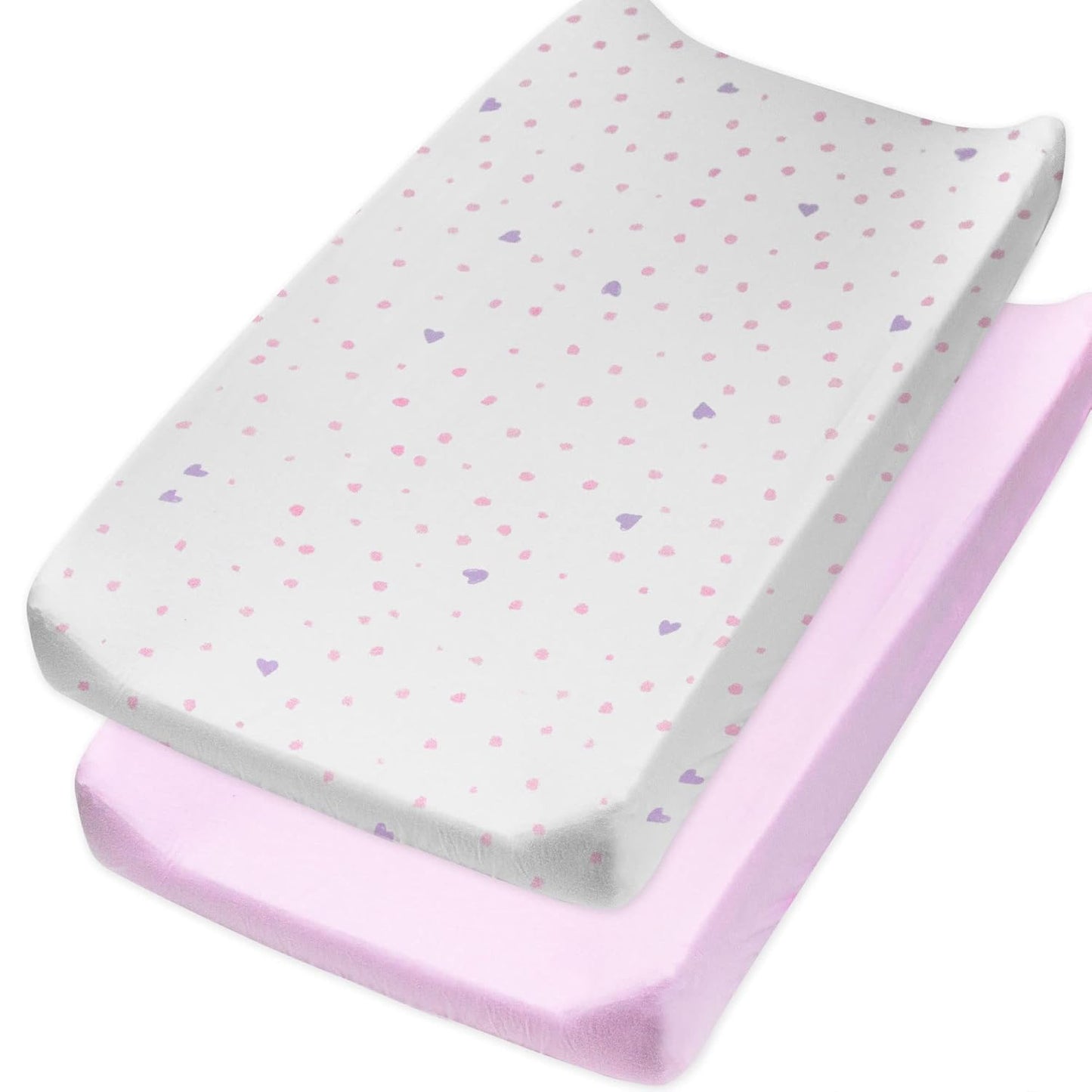 HonestBaby Organic Cotton Changing Pad Covers (Set of Two), Love Dot, One Size