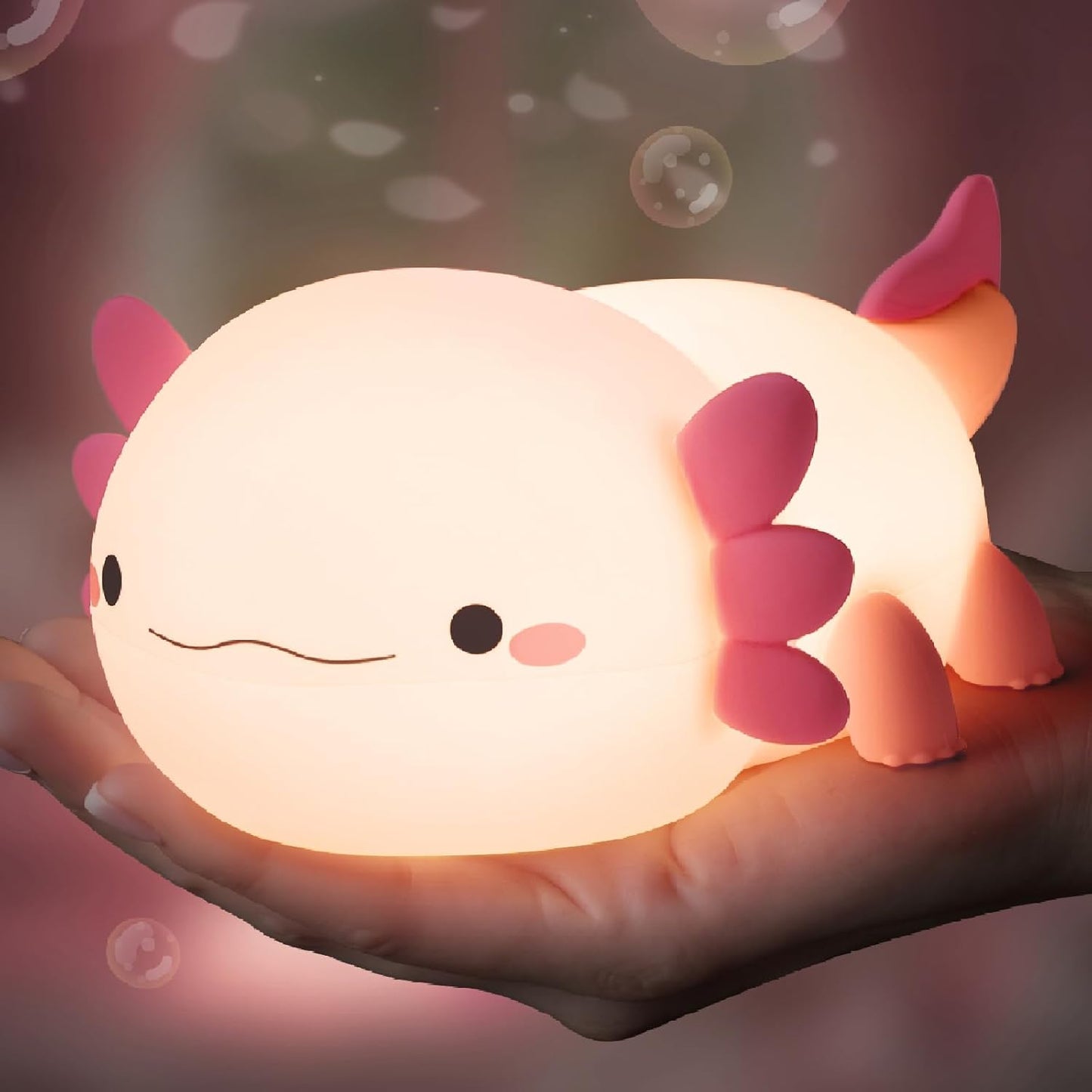 Axolotl Night Light for Kids, Cute Axolotl Lamp Silicone Baby Nursery Night Lamp, Dimmable Squishy Touch Bedside Lamps, Adorable Rechargeable Animal Lamps Gifts Kawaii Room Decor for Kids Girls Boys