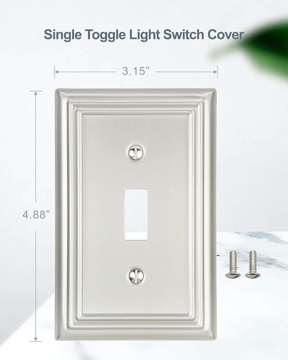 4-Pack Single Toggle Wall Plate, Metal Switch Plate Cover, Satin Nickel Light Switch Cover, Midsize, A031 Series