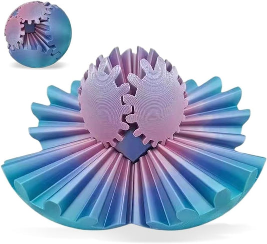 3D Printed Gear Ball Cube Ball Decompression Gear Sphere Toy Stress Ball, Gear Toys Fidget Ball, Relief Desk Decoration for Christmas Toy Gear Toy for Stress and Anxiety Relaxing (Pink)