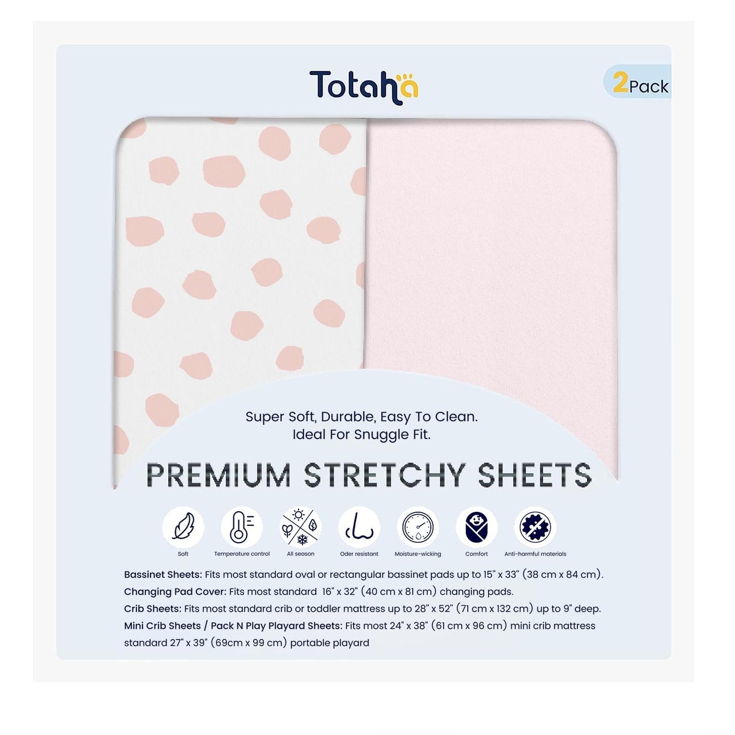 TotAha Premium Stretchy Changing Pad Cover, Buttery Soft Diaper Changing Pad Covers for Girls Boys, Super Stretchy Jersey Knit Changing Table Covers, 2 Pack