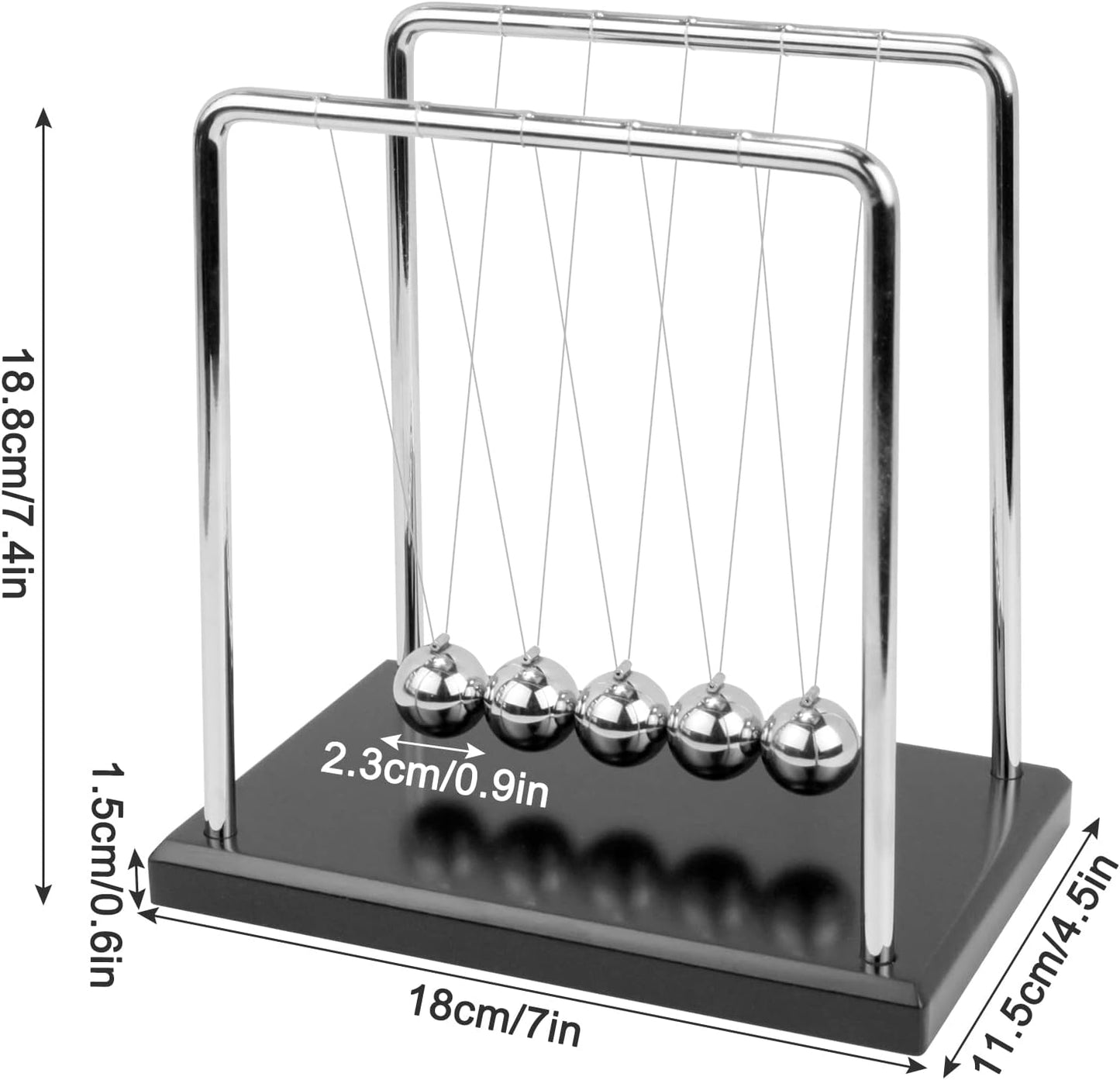 Large Newton's Cradle - Sealive Balance Ball Physics Desk Toy - Science Fun & Stress Relief for Men - Helps with Thinking, Concentration and Calm Down for Office & Home