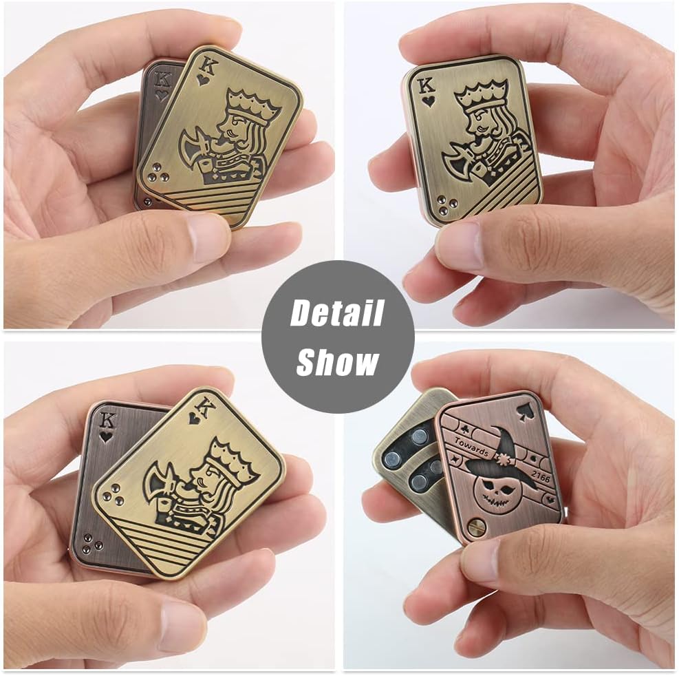 Magnetic Metal Fidget Toys - Metal Poker Push Card Fidget Slider Stress Relief Toy, Men’s EDC Toy Fidget Toy Haptic Coin, Office Desk Toys Gifts for Boyfriend and Father (New KK)