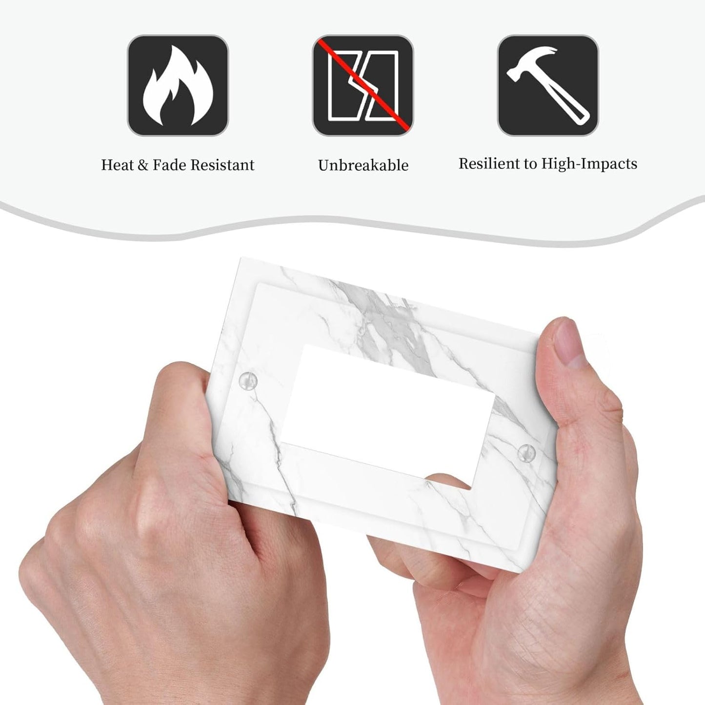 Decorative Outlet Covers Modern White Gray Marble 1 Gang Single Rocker Light Switch Cover Plate Wall Plates GFCI Faceplate for living Room Bathroom Decor