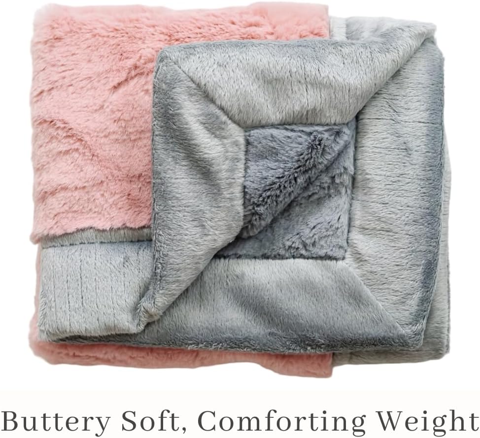 SARANONI Security Blankets for Babies Super Soft Boutique Quality Lush Luxury (Mini 15" x 20", Light Pink/Gray)
