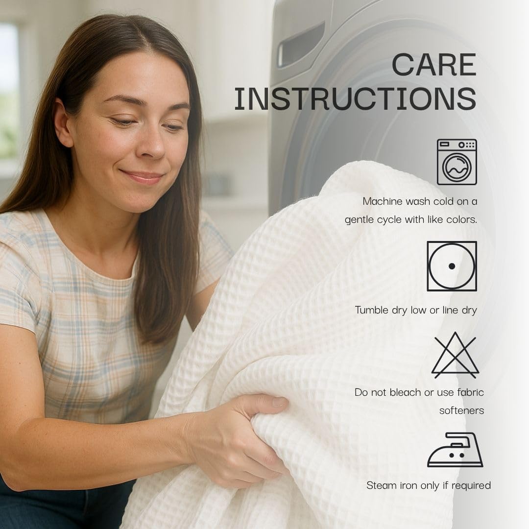 Salt Earth GOTS Certified 100% Organic Cotton Throw Blanket, 90" X 90" Waffle Blankets & Throws for Bed, Throw Blanket for Couch, Modern and Cozy Blanket, All Season, Comfy & Soft Blanket (Parchment)