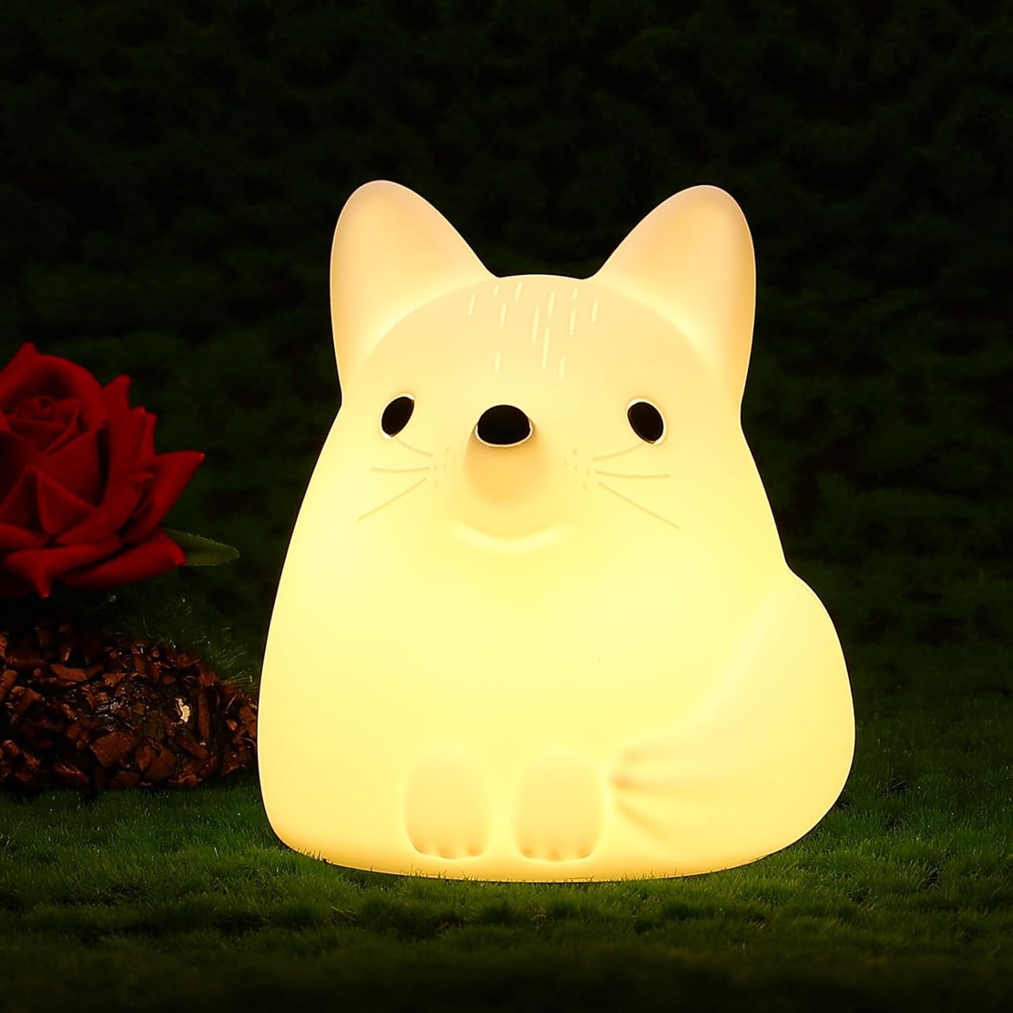 LOVERUIS Night Light for Children, Fox Night Lights 7 Colours Night Light Baby, USB Rechargeable, Cute Lamp Gifts for Babies, Children, Toddlers 30-Minute Timer