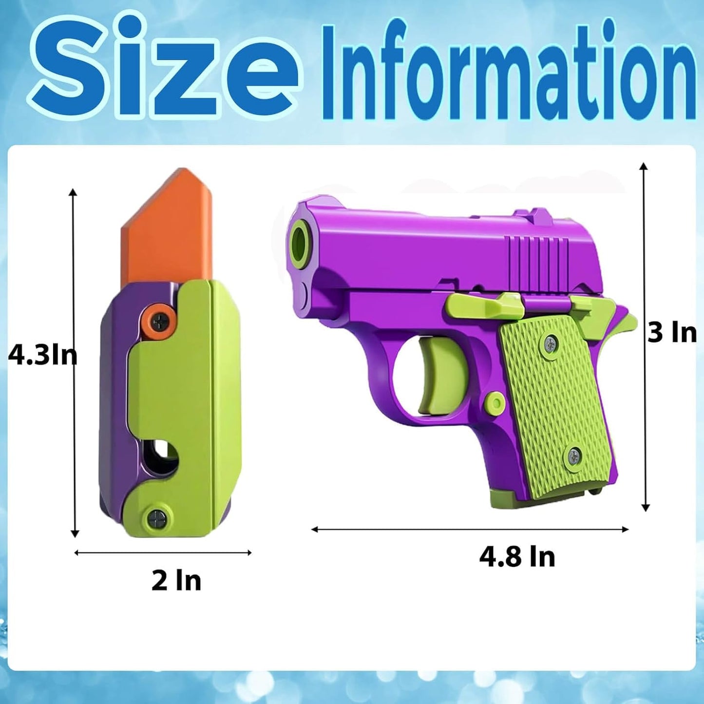 Fidget Toys Pistol, 3D Gravity Mini 1911 Fidget Pistol Toys,Fidget Sensory Toys,Stress Relief for Adults, Suitable for Relieving ADHD, Anxiety, Best Gift for Adults and Kids(Purple Pistol and Knife)