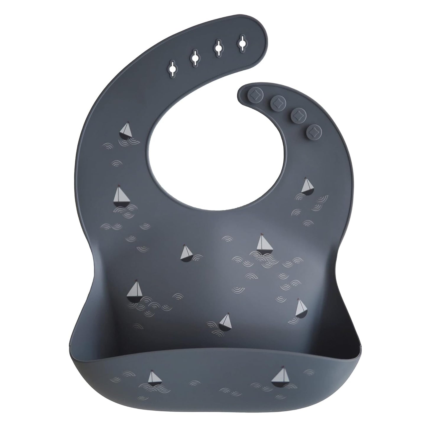 mushie Silicone Baby Bib | Adjustable Fit Waterproof Bibs (Boats)
