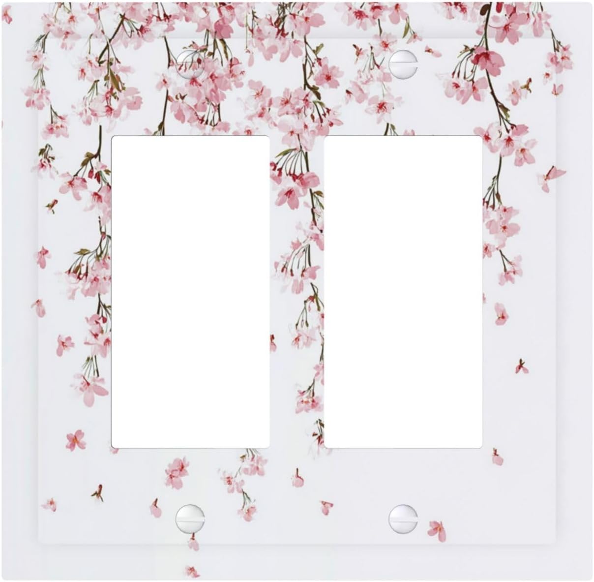 Decorative Outlet Covers Sakura Plant Floral Pink Flowers 2 Gang Double Gfci Rocker Electrical Wall Panels Light Switch Cover Plate For Bed Room Living Room Decor