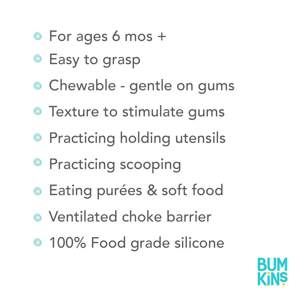 Bumkins Disney Baby Utensils Set, Chewtensils Silicone Spoons for Dipping, Self-Feeding, Baby Led Weaning, Trainer Learning, First Stage Eating, Soft Fork and Spoon, Babies 6 Months, Minnie Mouse