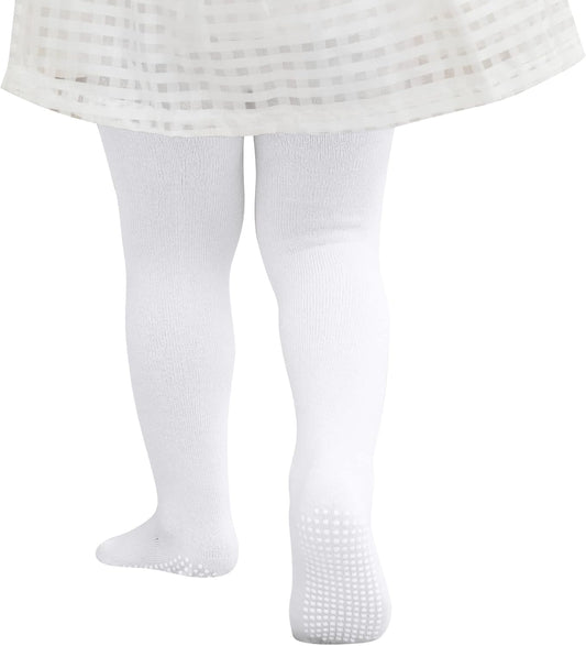Zando Baby Girls Tights Cozy Cotton Infant Non Slip Grip Leggings Toddler Solid Knit Pantyhose Warm Newborn Stockings