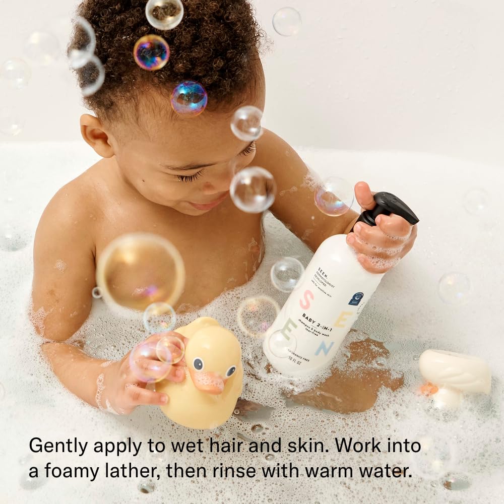 SEEN Baby 2-in-1 Shampoo & Body Wash – Fragrance-Free, Tear-Free & Non-Irritating – Dermatologist-Developed Gentle Cleanser for Sensitive & Eczema-Prone Skin
