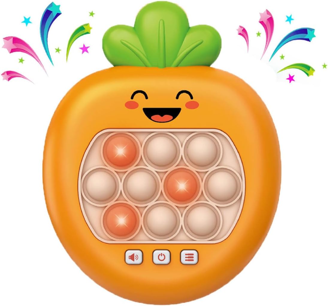 Quick Push Game Console,Pop Fidget Toys ,A Toy Game Machine That Exercises Reaction Ability and Improves Concentration | Gift Idea for Kids & Teens Boys & Girls(Carrot)