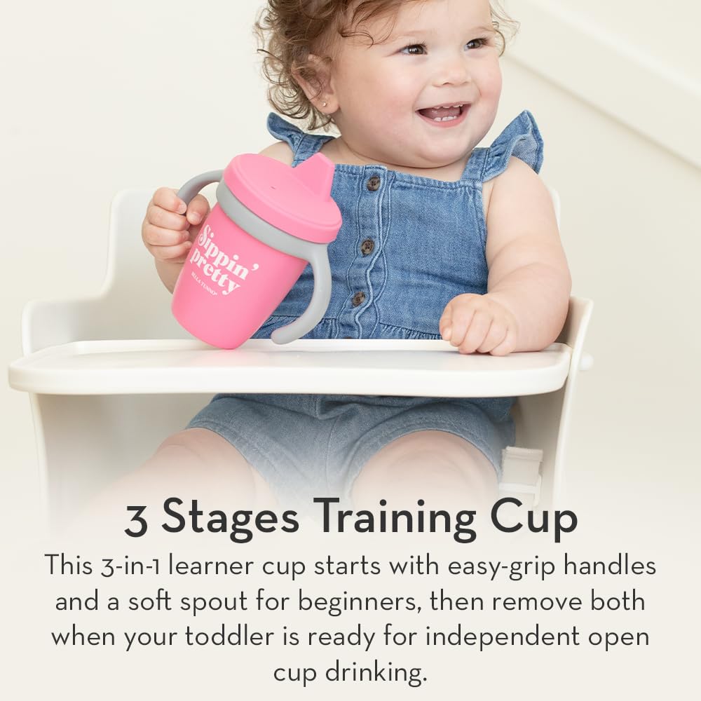 Sippy Cup by Bella Tunno, Silicone Training Cup with Transition Handles for Infants, Toddlers & Kids, Babies 6-12 Months & Toddlers 1-3 Years, Boys & Girls, Cheers, 8 oz