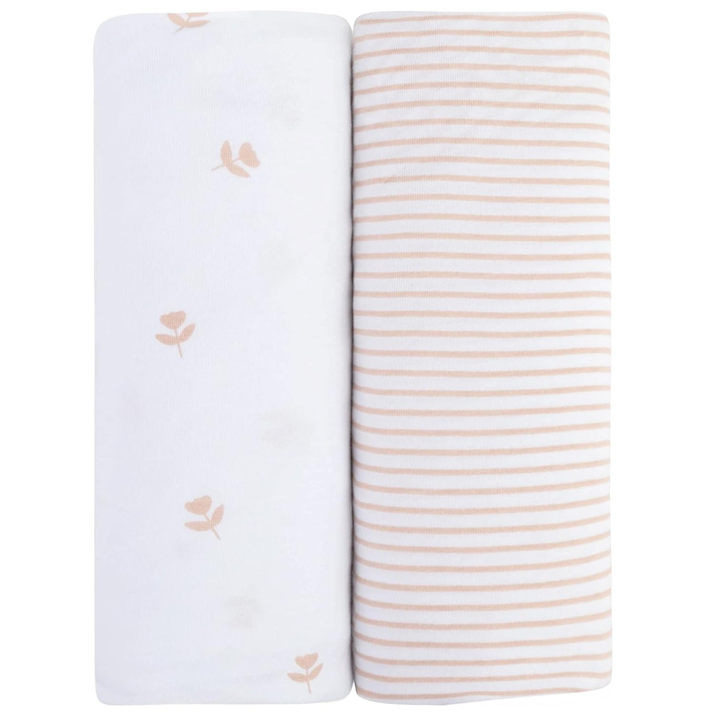 Ely’s & Co. Changing Pad Cover, Diaper Changing Table Sheets, 2 Pack, Cradle Sheet Set for Baby Girls, 100% Jersey Knit Cotton, Pink Tulip Collection, 32”x16”x5”