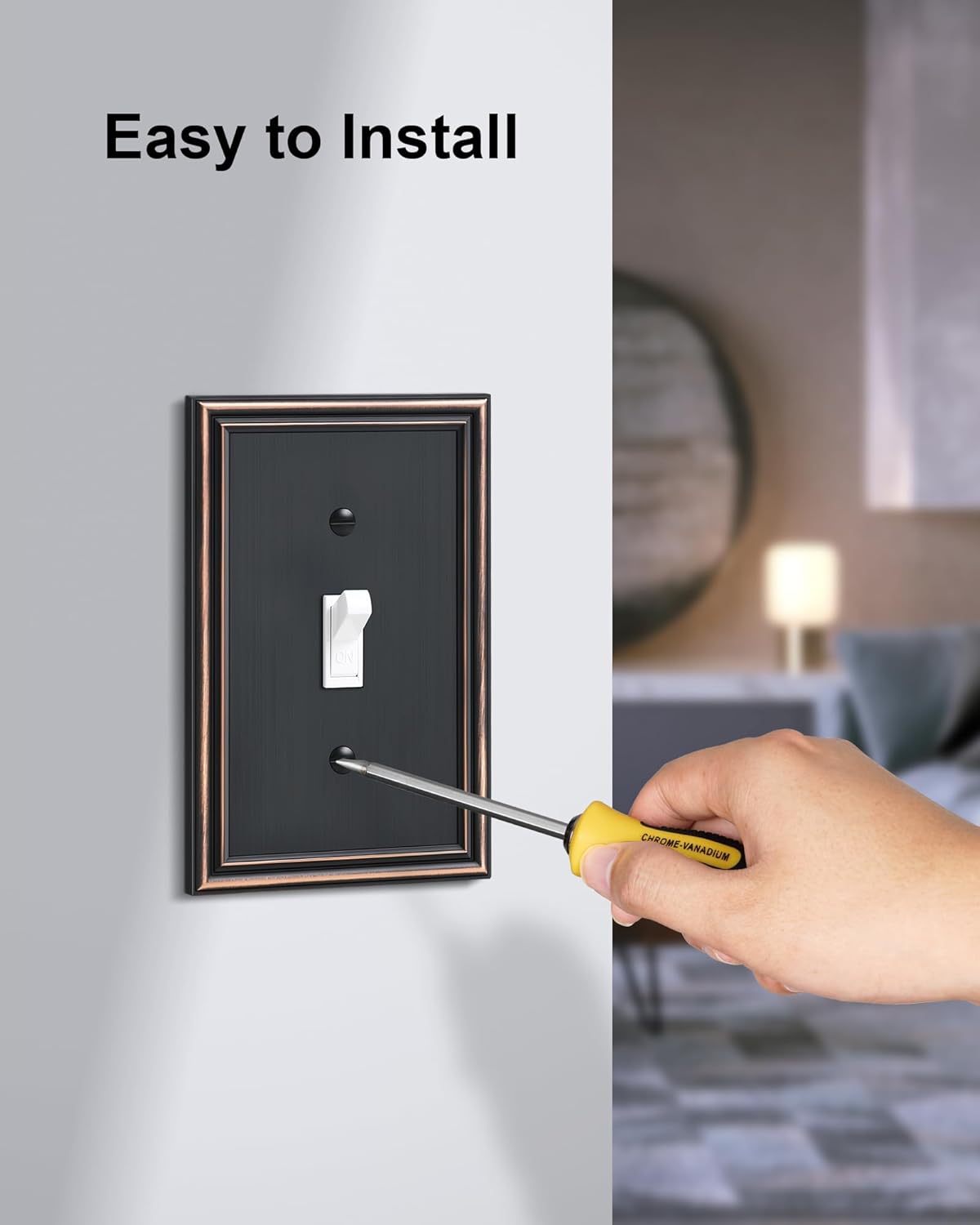 6-Pack Single Toggle Light Switch Cover Plate, Durable Solid Zinc Alloy Decorative Switch Plate Covers, Aged Bronze 1 Gang Wall Plate, Corrosion Resistant