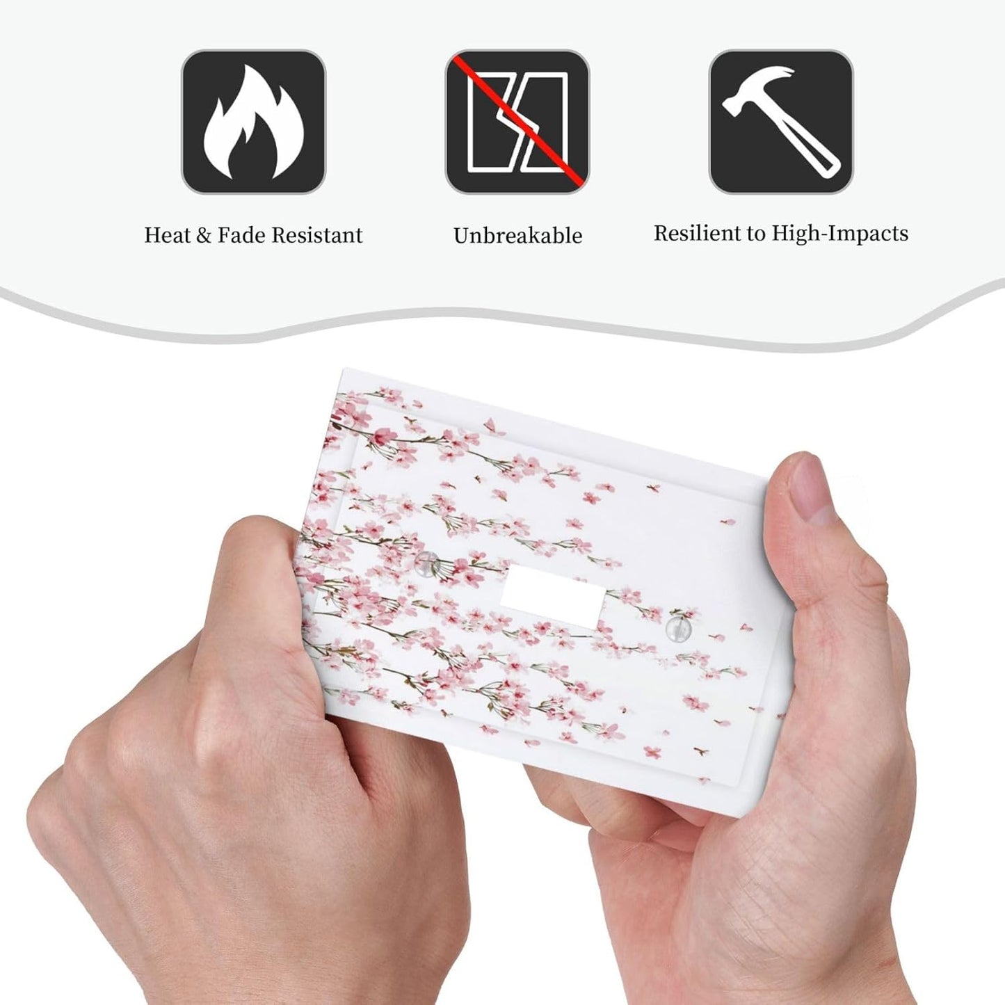 Decorative Light Switch Cover Sakura Plant Floral Pink Flowers 1 Gang Single Toggle Device Electrical Faceplate Switchplates Decorator Outlet Wall Plate For Bed Room Living Room Decor