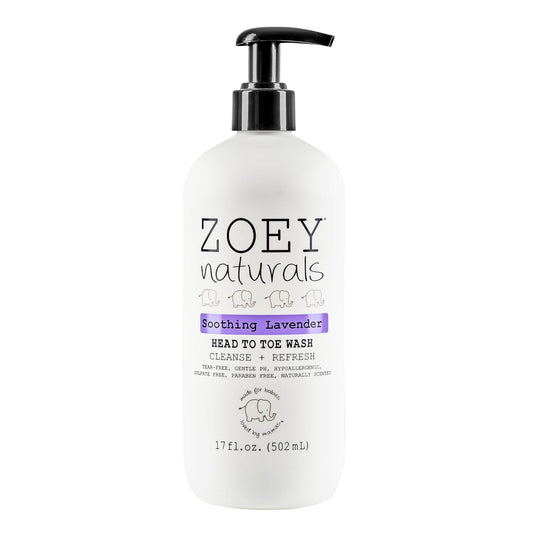 Zoey Naturals - Soothing Lavender Wash & Shampoo - Toddlers & Kids - With Tear-free, Paraben-Free, All Natural Ingredients for Sensitive Skin- 17 Oz