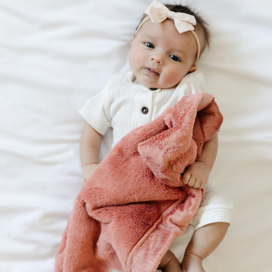 SARANONI Security Blankets for Babies Super Soft Boutique Quality Lush Luxury Baby Blanket (Mini 20" x 15", Clay)