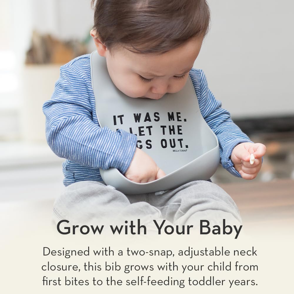 Bella Tunno Baby Bib for Eating, Waterproof Silicone Bib with Large Food Catcher, Adjustable Fit for Babies 4-12 months & Toddlers 1-3 Years, Boys & Girls, Lets Take a Selfie