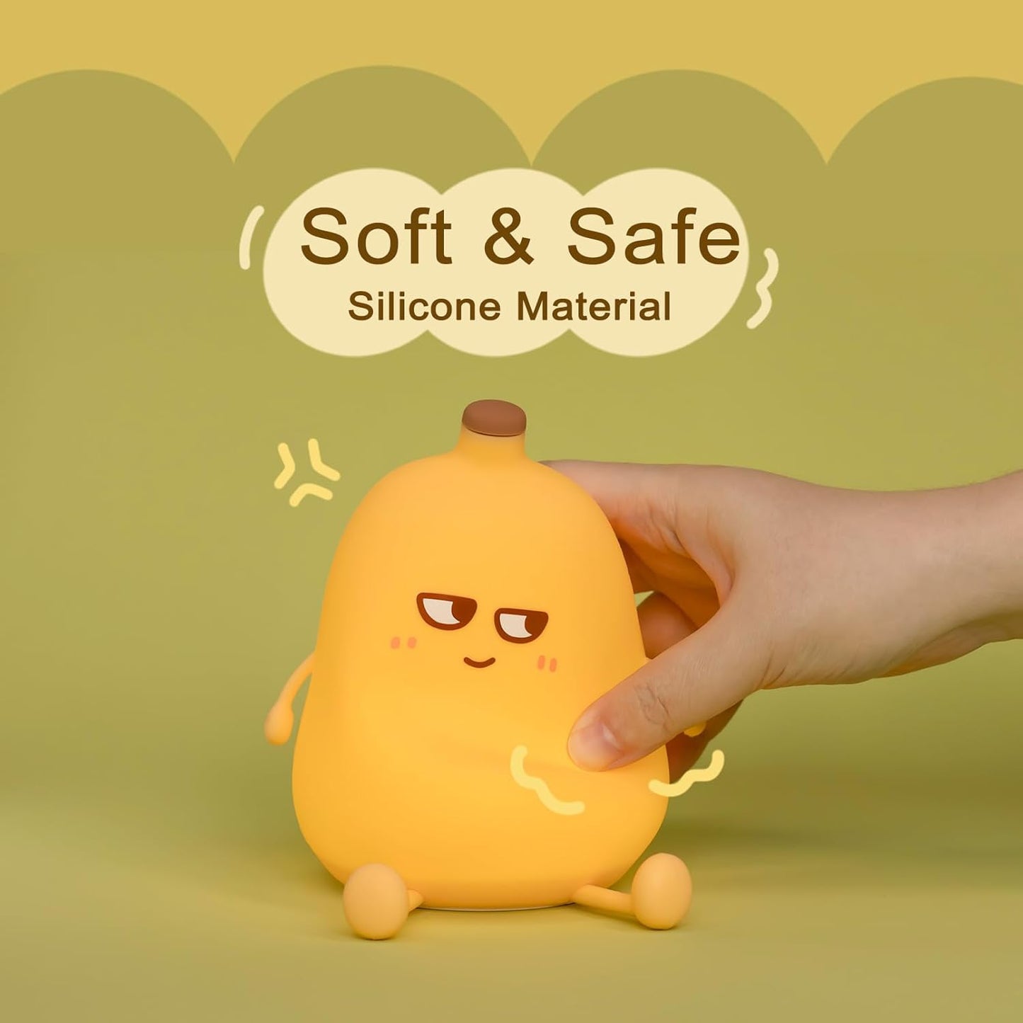 Banana Night Light for Kids, Cute Night Lamp for Room Decor, Portable Silicone Kids Lamp USB Rechargeable Nightlight, Birthday Christmas Gifts for Baby Toddlers Boys Girls