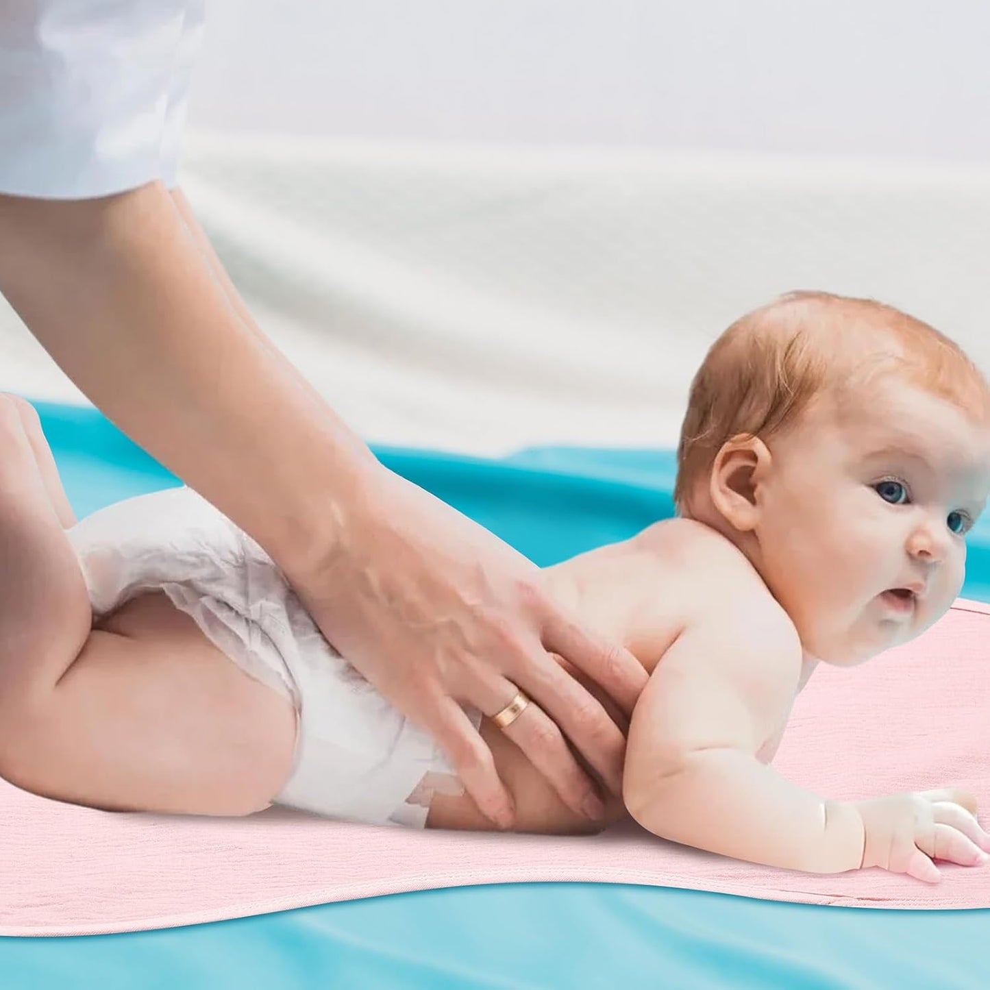 3 Pcs Changing Pad Liners Fits in Peanut Shape Changing Pad Waterproof Diaper Mats Organic Cotton Peanut Mats are Warm on a Baby's Back, Washable Reusable(Beautiful Style,Pink)