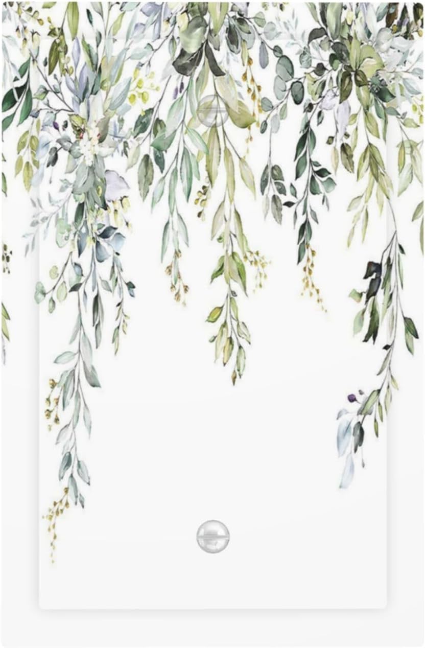 Light Switch Cover Plate Boho Farmhouse Flower Leaf Sage Green 1 Gang No Device Blank Electrical Wall Plates Faceplate Decorative Switch Plate for Bedroom Cabin Decor