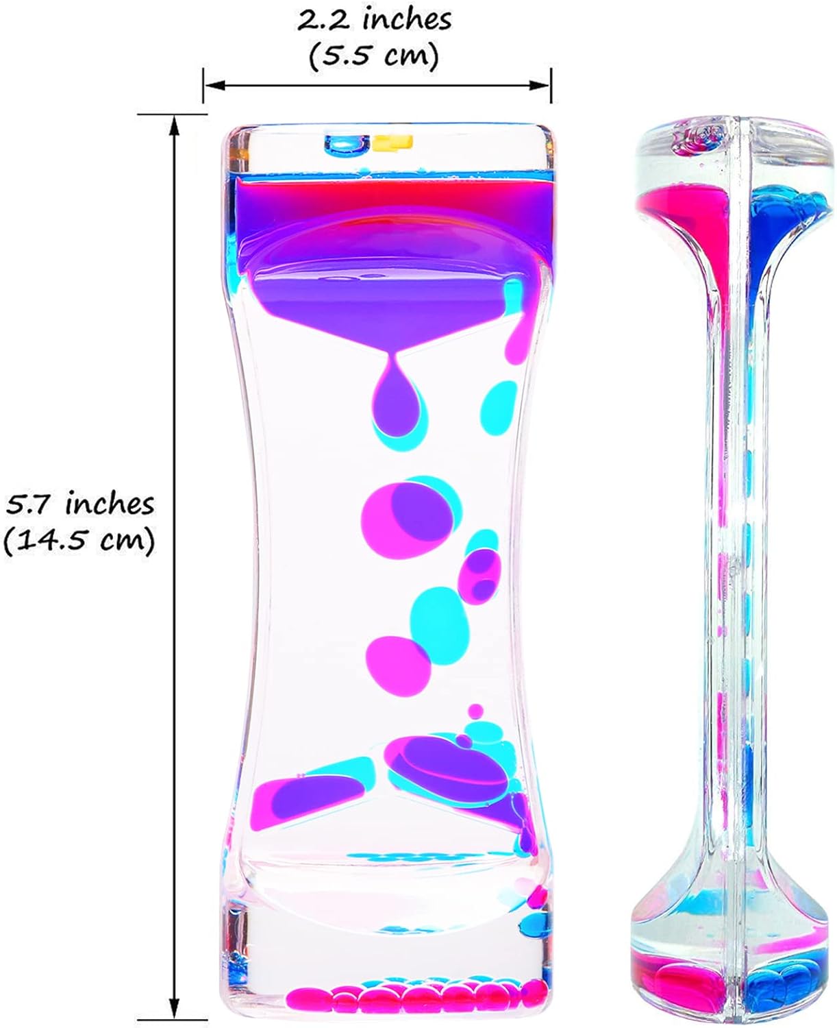 Liquid Motion Bubbler Timer 2Pack Sensory Toy for Relaxation,Liquid Motion Timer Toy Floating Color Lava Timer-Relaxing Liquid Bubbler Timer Calming Toy