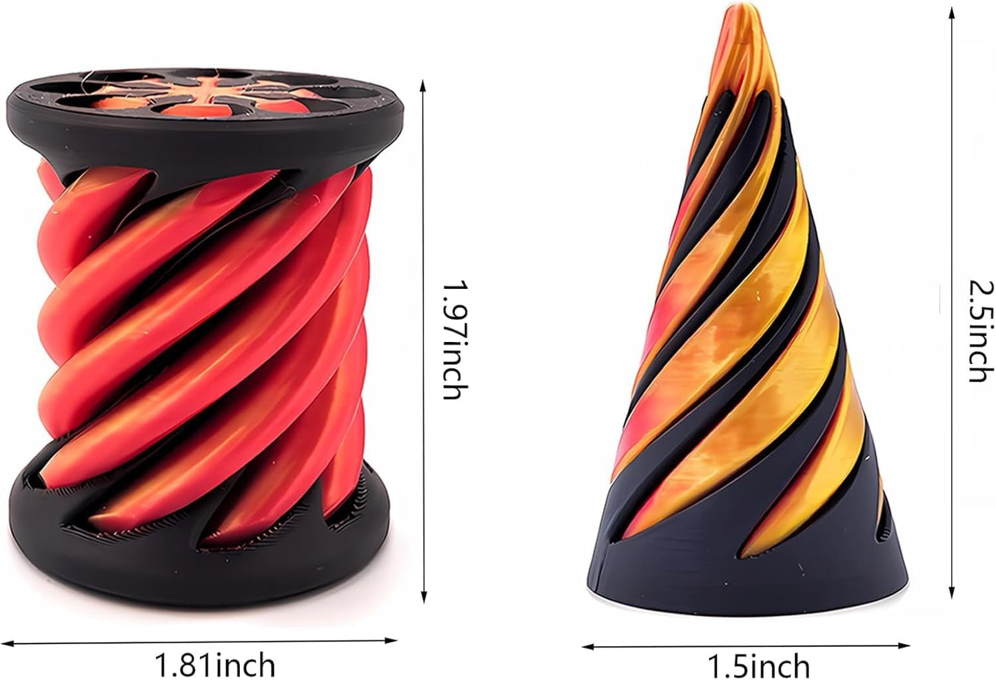 2Pcs Impossible Cone,Spiral Cone Fidget Toy 3D Printed Spiral Cone Pyramid Passthrough Sculpture,Mini Cone Funny Desktop Decoration for Home Office Desk Funny Desktop Decoration , Anxiety Relief