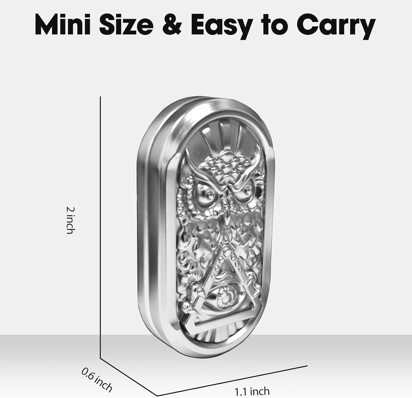 Fidget Slider, Metal Magnetic Fidget Toys Adults, Owl Push Card,Desk Toys Gift for Stress Relief (Silver Base)