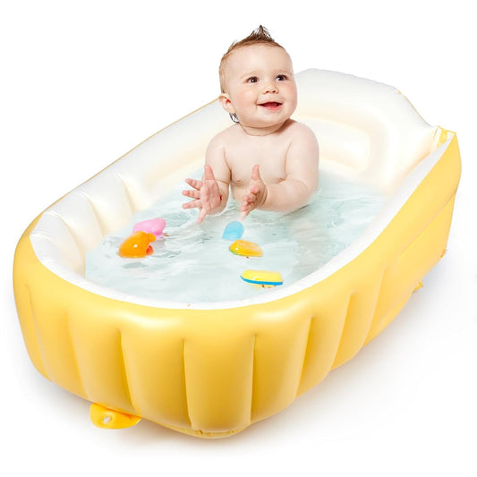 MINK Inflatable Baby Bathtub – Compact, Portable Bath Tub with Anti-Sliding Saddle Horn Seat, Ideal for Travel & Home – Suitable for Infants 0-6 Months