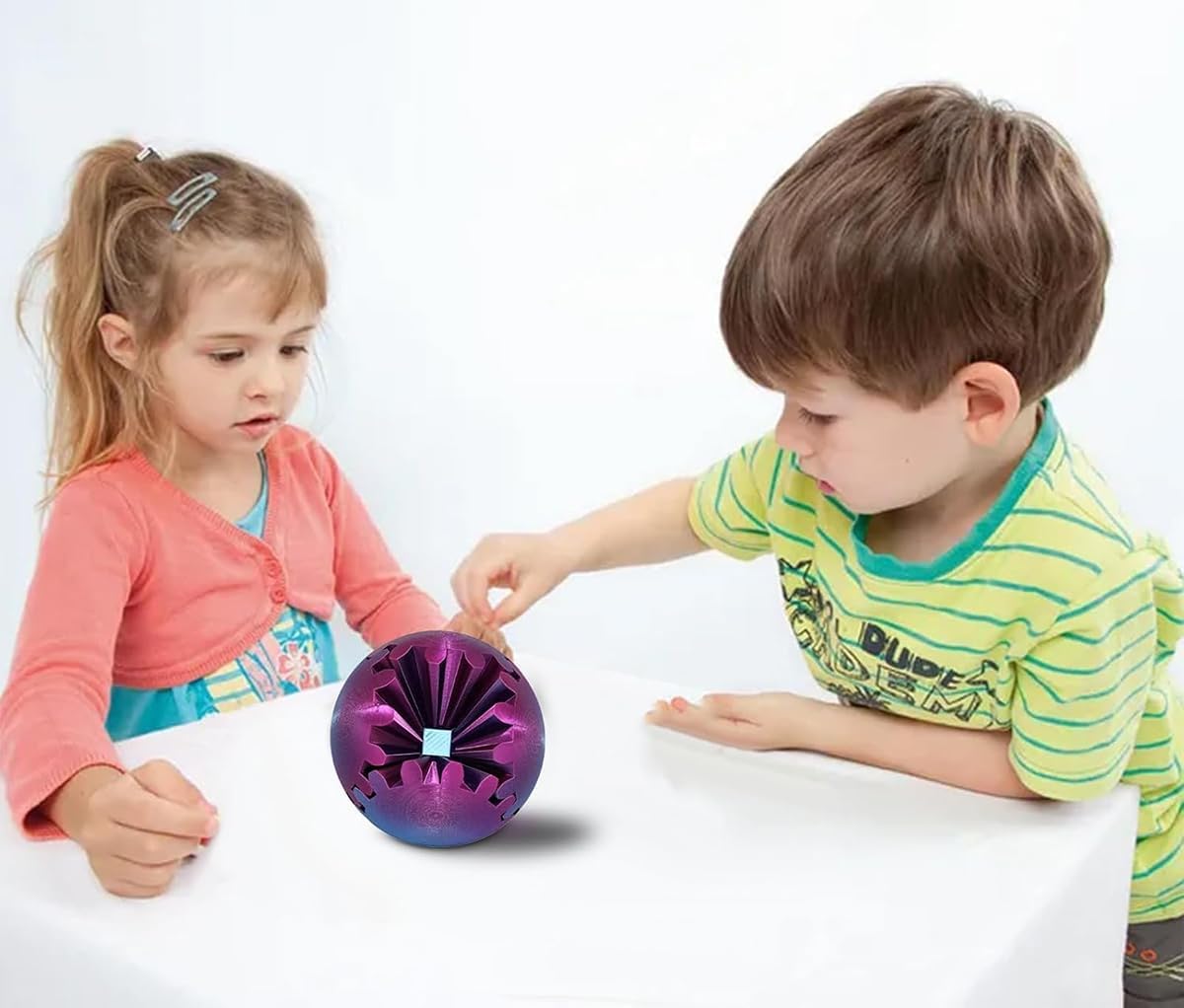 Gear Ball Gear Sphere 3D Printed Gear Ball Cube Fidget Toys Spin Ball Gear Sphere Puzzle Stress Cube Desk Toys Creative Gifts for Adults Kids (Purple Blue-10)