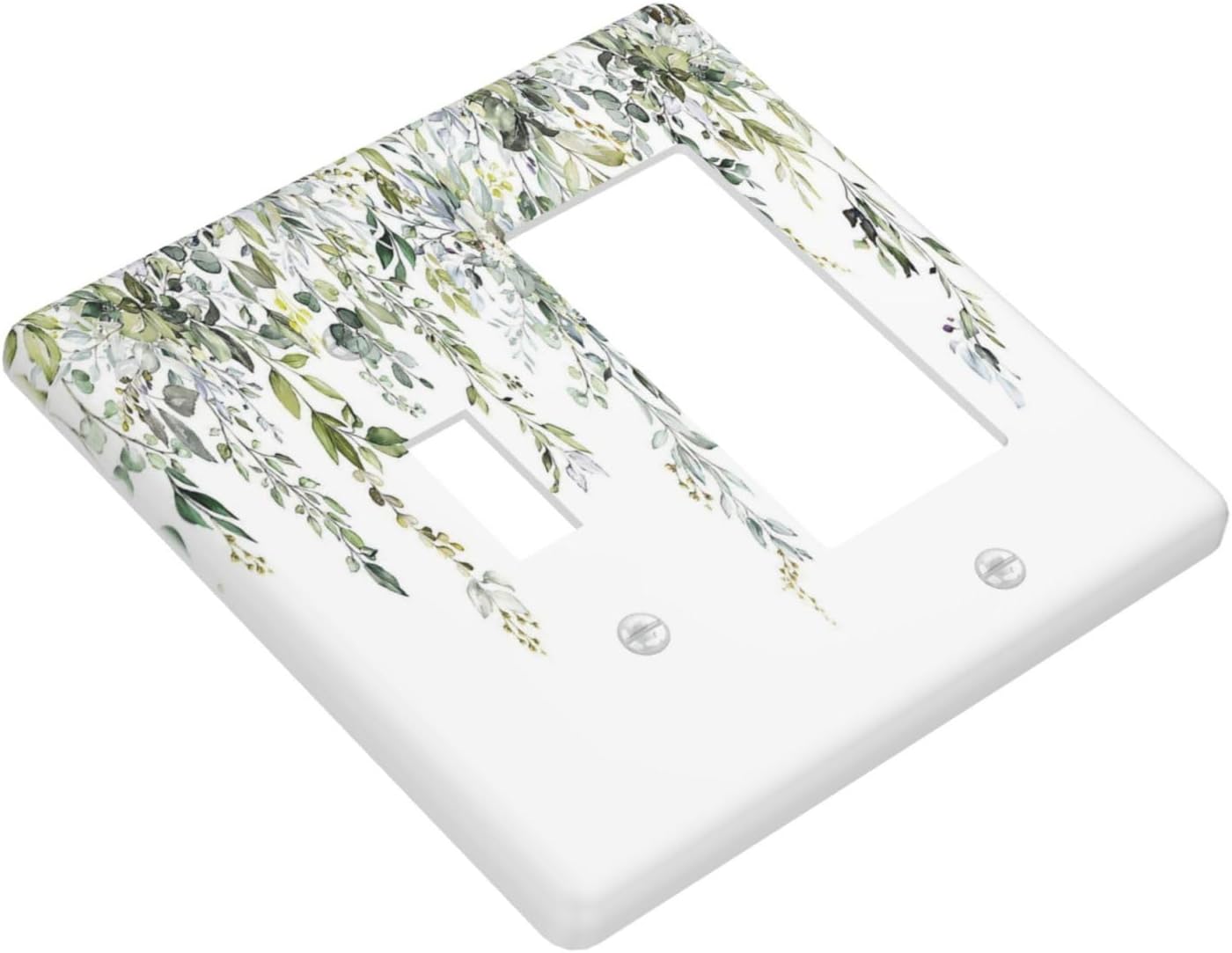 Outlet Covers Boho Farmhouse Flower Leaf Sage Green 1 Toggle 1 Rocker Combination Decorative Wall Plate Electrical Switch Plates Light Switch Cover Plate for Bedroom Cabin Decor