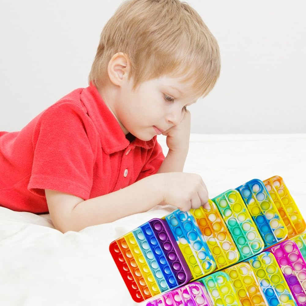 12 PCS Pop Fidget Sensory Toys for Party Favors,Push Pop Bubble Silicone Squeeze Sensory Toys for Kids Adult Autism Special Needs Stress Relief Gift for Birthday Christmas Valentine Classroom Prizes