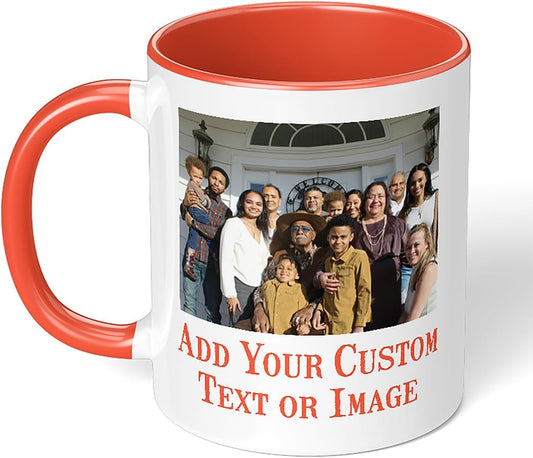 Personalized Coffee Mug, Custom Photo Text 11 Oz Ceramic Mug, Customized Picture Name Tea Cup, Unique Gift Idea, Taza Cafe Personalizadas Fotos, Cute Custom Gifts Mom Women Men, Mother's Day, Orange