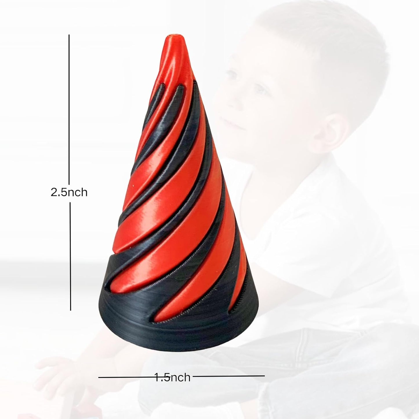Impossible Pyramid Passthrough Sculpture, 3D Printed Spiral Cone Fidget Toy Mini Cones Pass Through Pyramid Fidget Toy Vortex Thread Illusion Desk Toy for Stress and Anxiety Relaxing