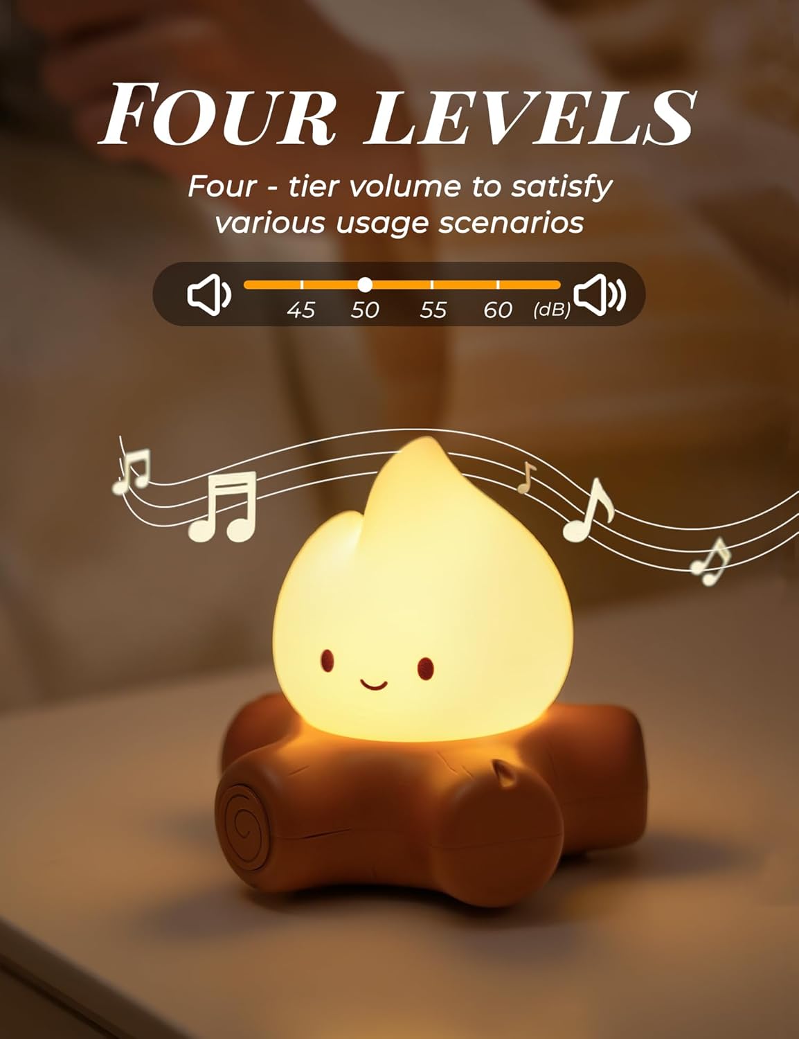 Fake Campfire Lamp, Ambient Lighting, White Noise Soothes The Mood, Portable Rechargeable Night Light, Candlelight Mode Mood Lighting, Bedroom, Desktop, Camping Decor, Cute Gifts