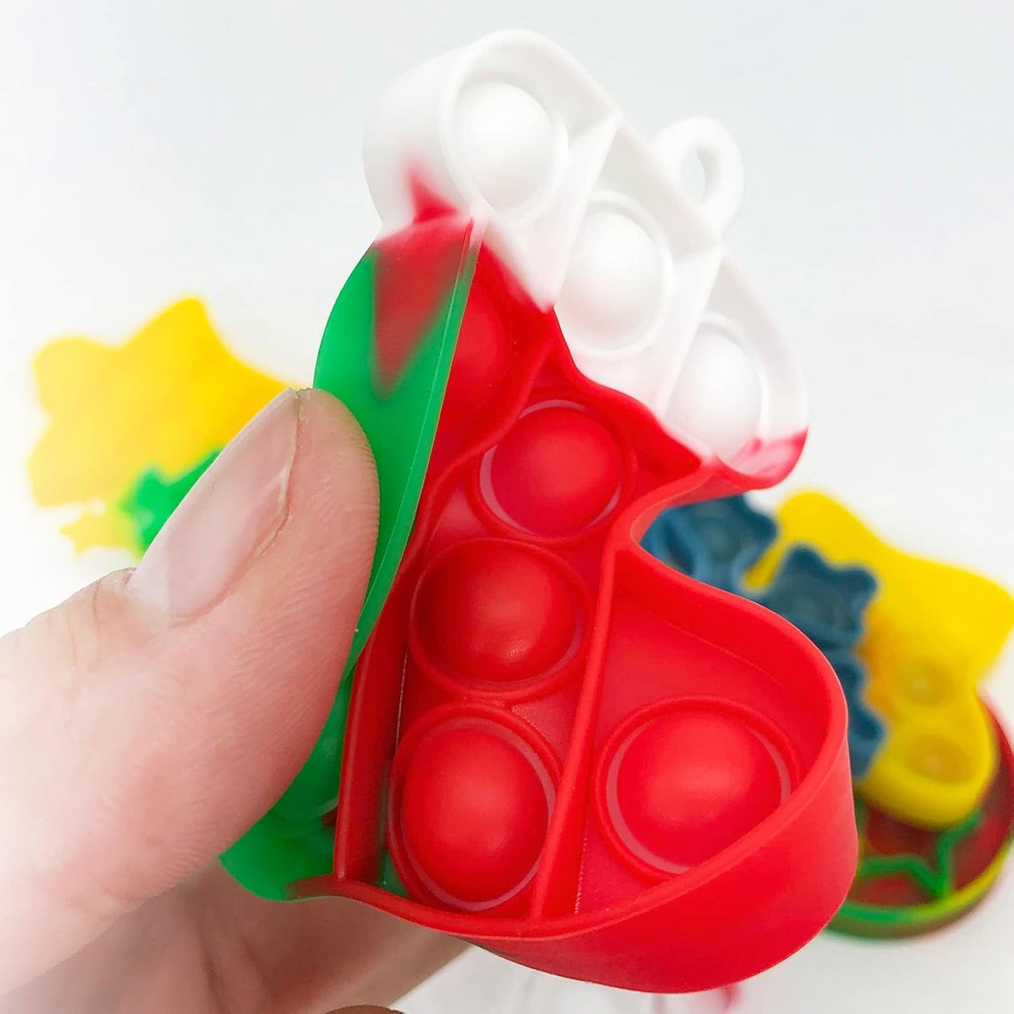 12Pcs Christmas Mini Pop Keychain Fidget Toys, Easter Day Gifts for Kids Mini Pop Bubble Christmas Fidget Toy,Party Favors Silicone Fidget Keychain Relieve Anxiety Stress Fidget Toy