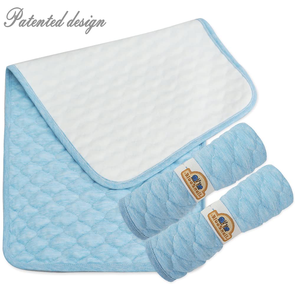 BlueSnail Quilted Thicker Waterproof Changing Pad Liners,3 Count(Blue 13” x 27”)