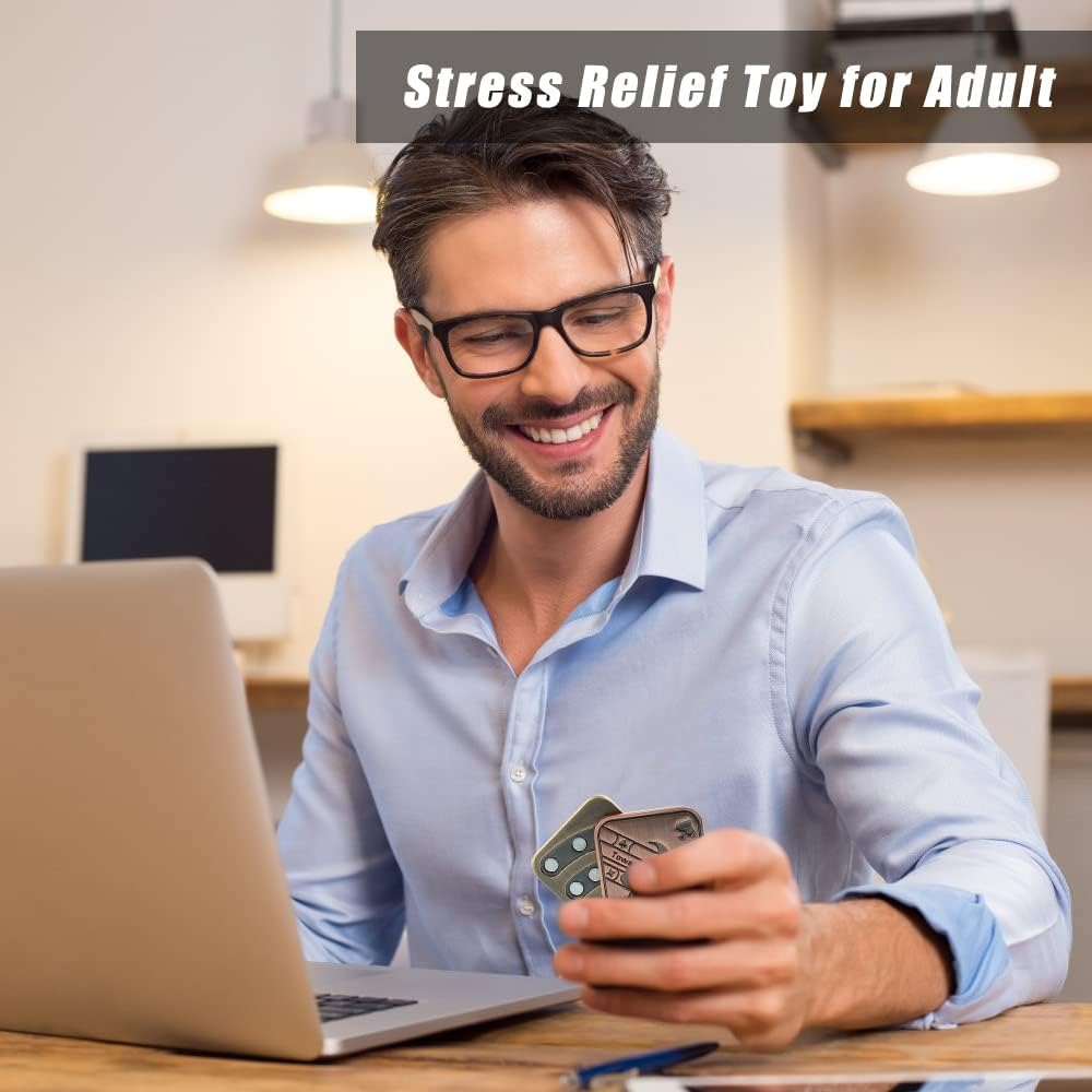 Magnetic Metal Fidget Toys - Metal Poker Push Card Fidget Slider Stress Relief Toy, Men’s EDC Toy Fidget Toy Haptic Coin, Office Desk Toys Gifts for Boyfriend and Father (New KK)