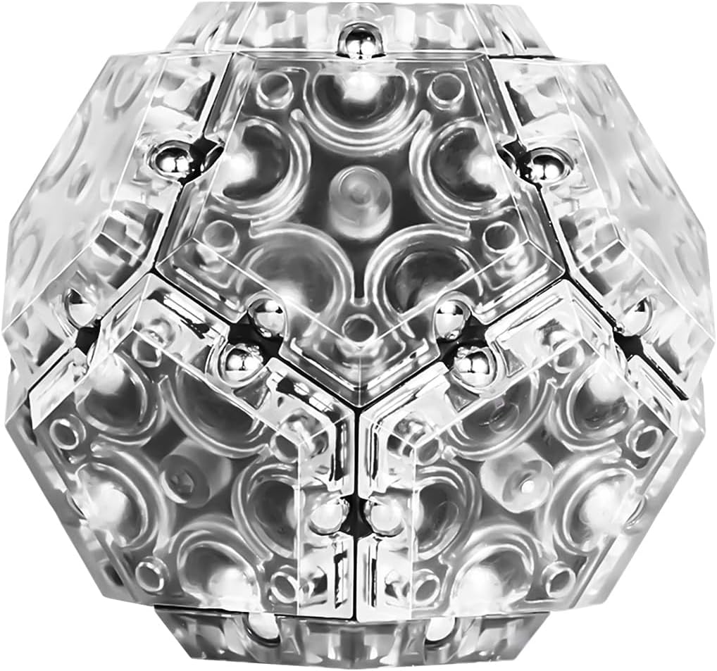 TEMI Fidget Sphere Toys of Fun Executive Desk Toy Puzzles for Adults 14+ Years Old Boys and Girls (gray pentagon-A901-1)