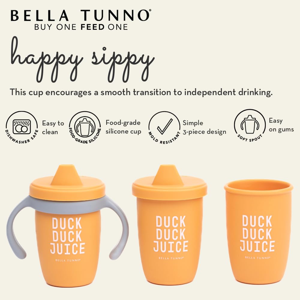 Bella Tunno Sippy Cup, Set of 2 Silicone Training Cups with Transition Handles for Infants, Toddlers & Kids, Babies 6-12 Months & Toddlers 1-3 Years, Boys & Girls, Drink & Hooray, 8 oz