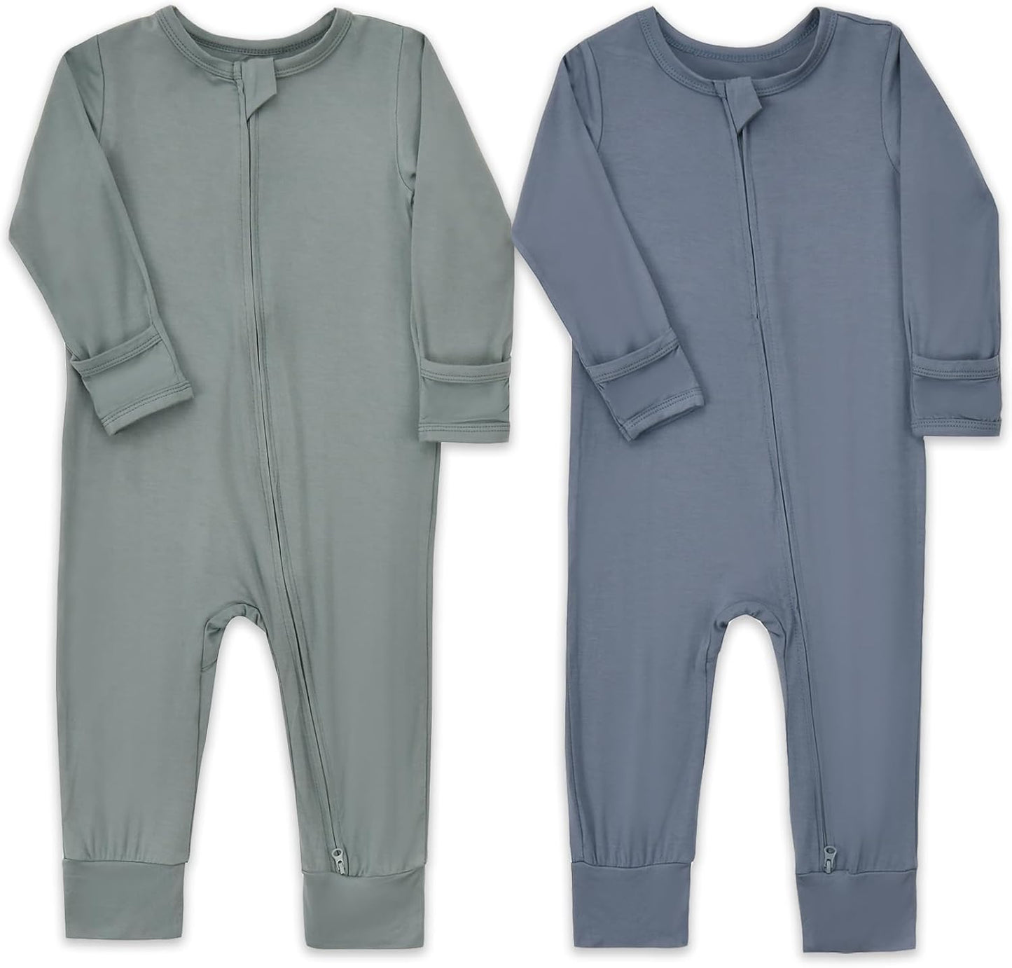 Aablexema Baby Footless Pajamas Zipper with Mitten, Rayon from Bamboo, Infant Long Sleeve Romper Pjs